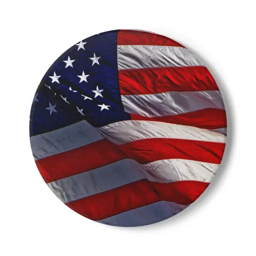American Flag in the Wind, Coaster (Round)